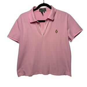 Polo Ralph Lauren Active Women's Polo Crop Top Pink Size XL Embroidered Crest